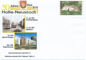 Schmuckumschlag 50 Jahre Halle-Neustadt, postfrisch, 2014; 2,- € 